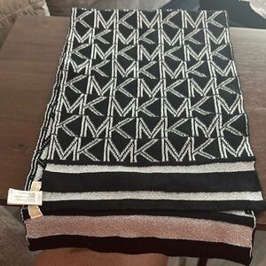 Michael Kors Black and Silver Logo Scarf